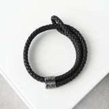 ボッテガ ヴェネタ イントレチャート レザー ブレスレット ブラック - NEWSED