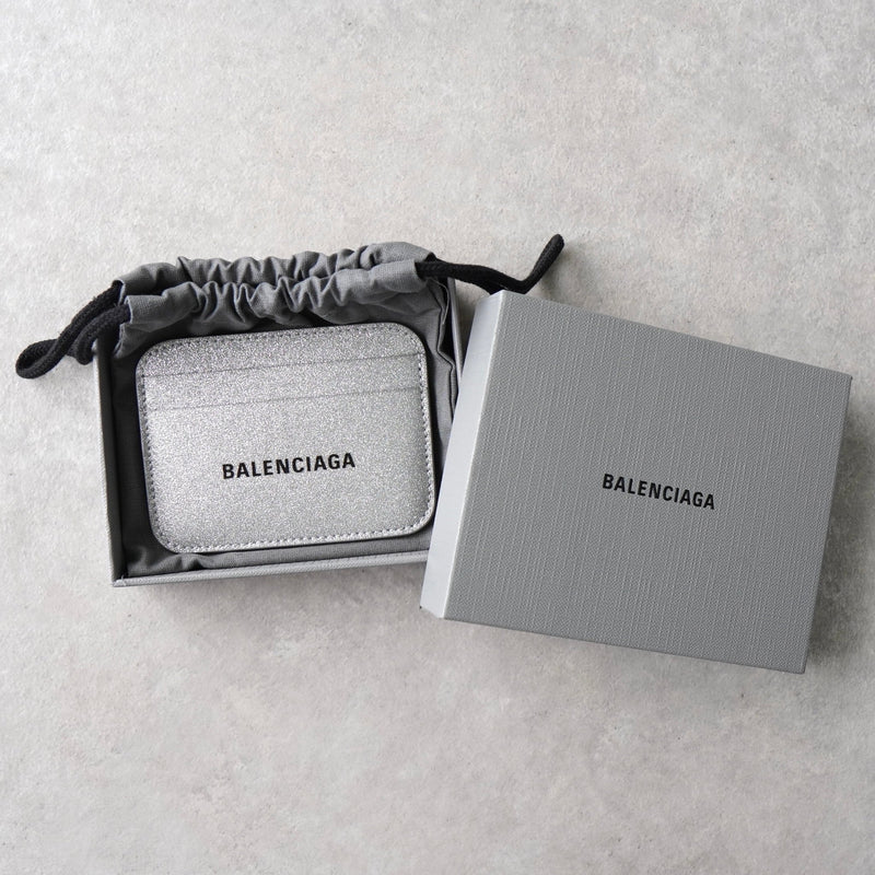 バレンシアガ ロゴ グリッター パスケース カードケース シルバー - NEWSED