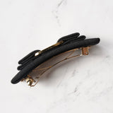 サルバトーレ フェラガモ ヴァラリボン キャンバス バレッタ 髪留め ブラック / ゴールド 箱付き - NEWSED