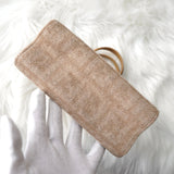 フェンディ ズッカ カシミヤ / レザー ミニハンドバッグ ベージュ - NEWSED