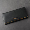 Prada Saffiano Leather Bi-fold Long Wallet Gold Black Guarantee Card Box Included