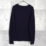 トミーヒルフィガー ロゴ ケーブル編み ニット ネイビー - NEWSED