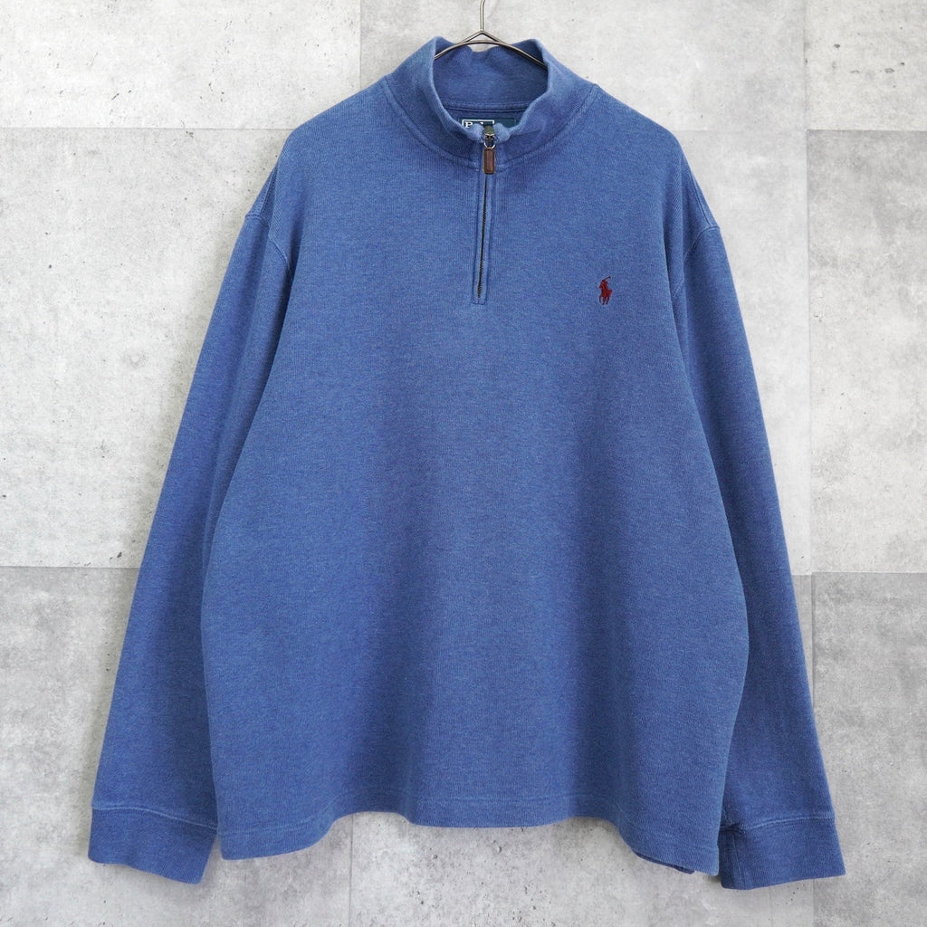 Polo Ralph Lauren 徽标刺绣蓝色半拉链运动衫