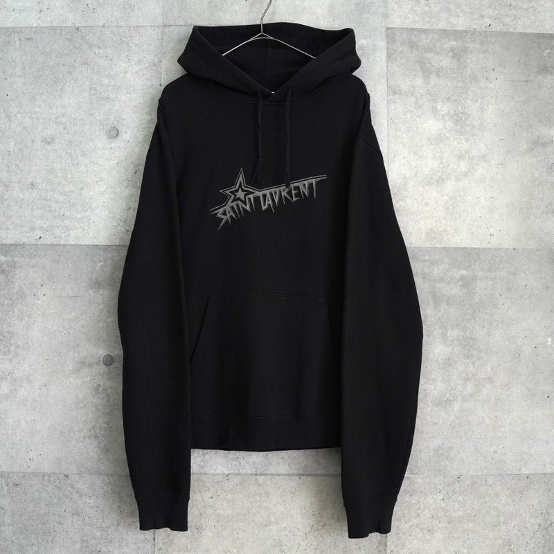 サンローラン パリ スター ロゴ パーカー ブラック - NEWSED