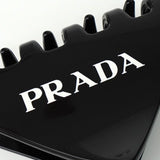プラダ ロゴ ヘアクリップ バレッタ 髪留め ヘアアクセサリー ブラック 箱付き - NEWSED