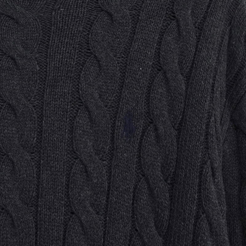 ポロ ラルフローレン ポニーロゴ ケーブル編み ニット ダークグレー - NEWSED