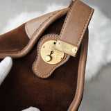 オールド グッチ シェリーライン スエード / レザー ボストンバッグ ビジネスバッグ ブラウン - NEWSED