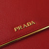 プラダ サフィアーノ レザー 二つ折り財布 長財布 レッド ゴールド