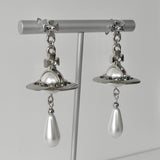 ヴィヴィアン ウエストウッド オーブ フェイクパール ラインストーン シルバー ピアス 保存袋付き - NEWSED