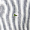 Lacoste 徽标贴片毛领条纹长袖衬衫（灰色）