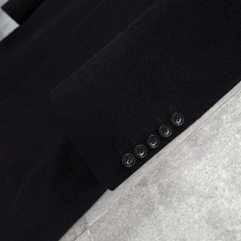 ジョンローレンスサリバン ベロア襟 アンゴラ ウール チェスターコート ブラック - NEWSED