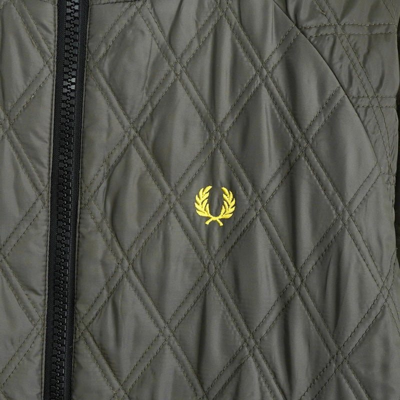 フレッドペリー リバーシブル ロゴ 刺繍 チェック柄 キルティングジャケット ブルゾン カーキ / グレー - NEWSED
