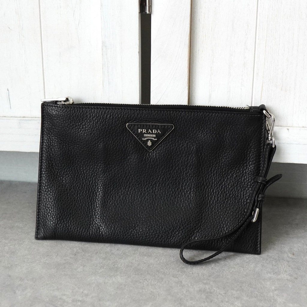 Prada 皮革手拿包 黑色
