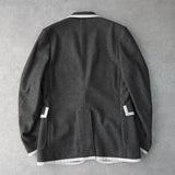 メゾン キツネ シングル テーラードジャケット ブレザー グレー/ホワイト - NEWSED