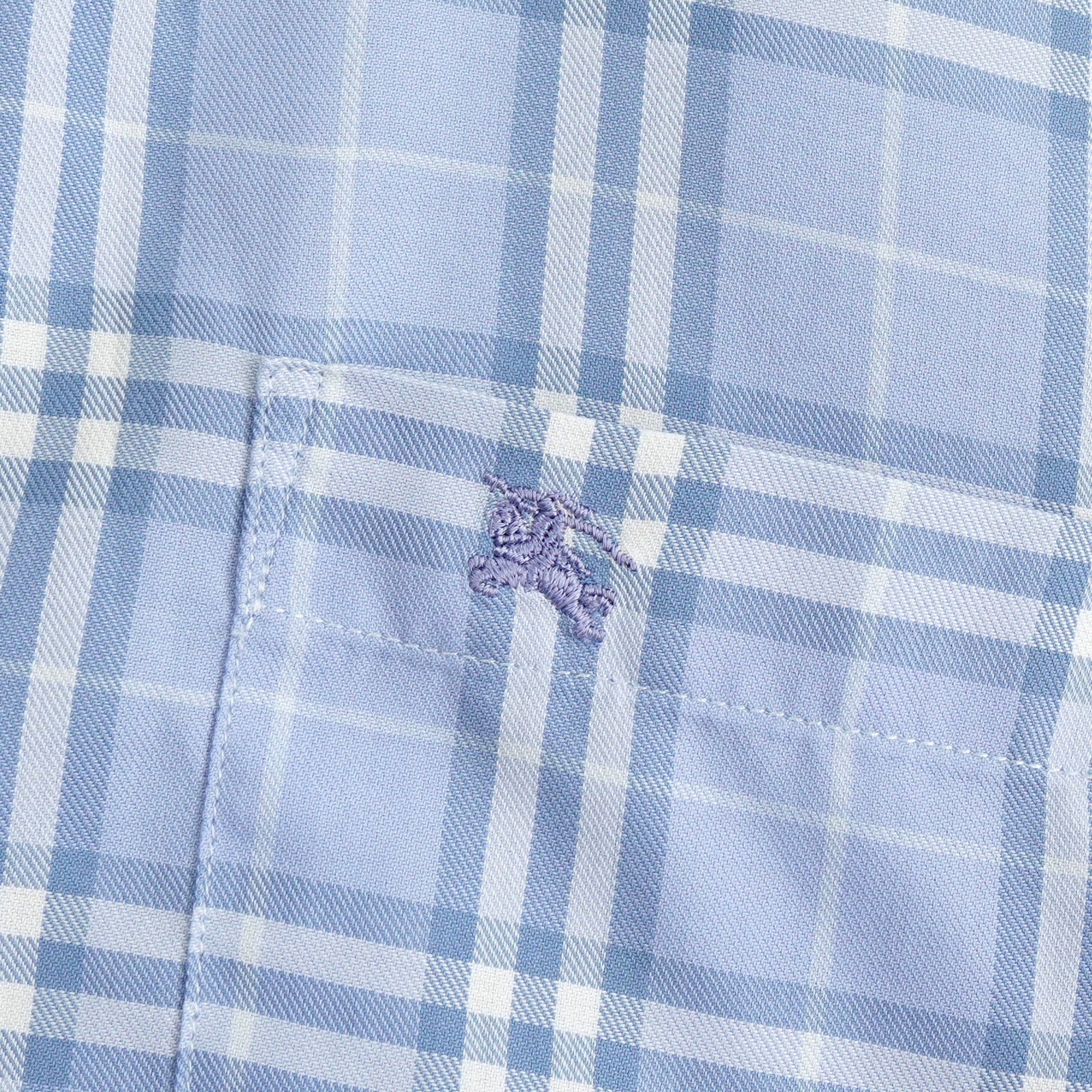 バーバリー ホースロゴ 刺繍 ノバチェック 半袖シャツ ブルー