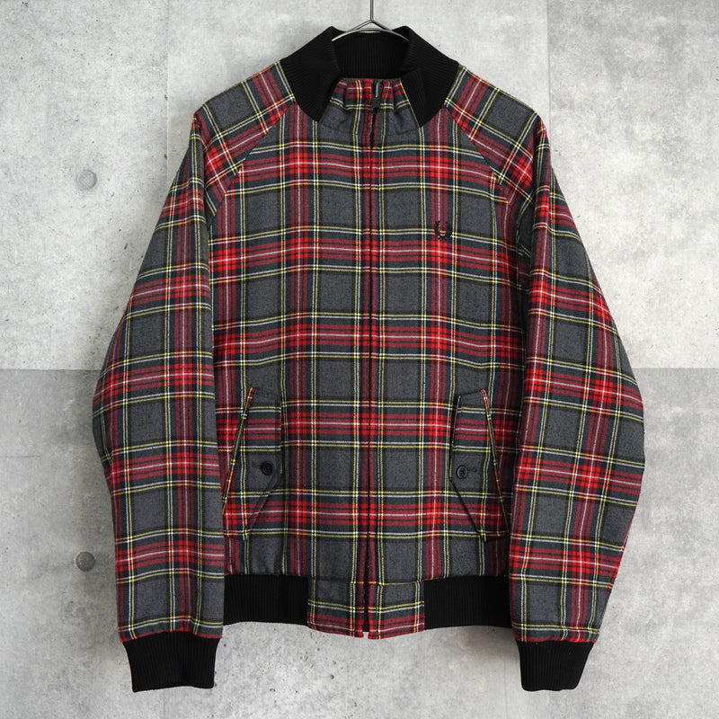 フレッドペリー リバーシブル ロゴ 刺繍 チェック柄 キルティングジャケット ブルゾン カーキ / グレー - NEWSED