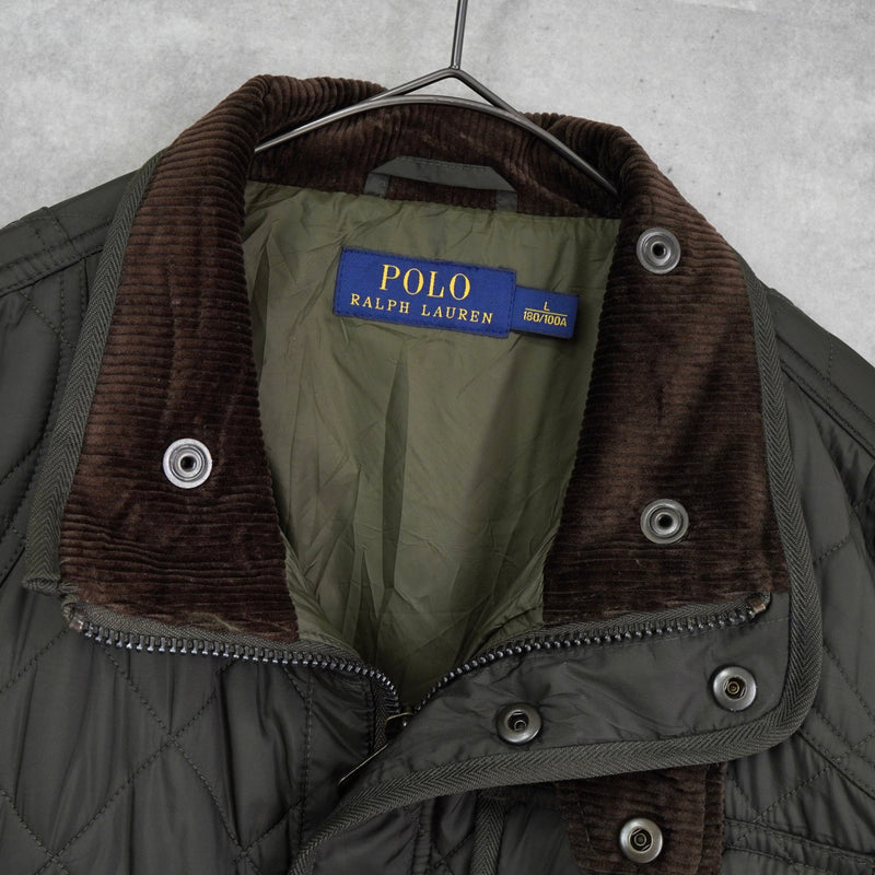 ポロ ラルフローレン コーデュロイ襟 キルティングジャケット ミリタリージャケット カーキ - NEWSED