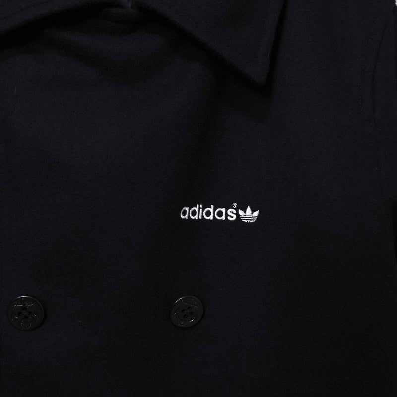 アディダス ロゴ ジッパー ウール ピーコート メンズ ブラック - NEWSED