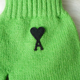 アミパリ アミ パリス ハートロゴ ウール 手袋 グローブ グリーン メンズ - NEWSED