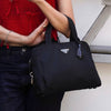 Prada Tessuto Pocono Nylon Triangle Logo Handbag in Black