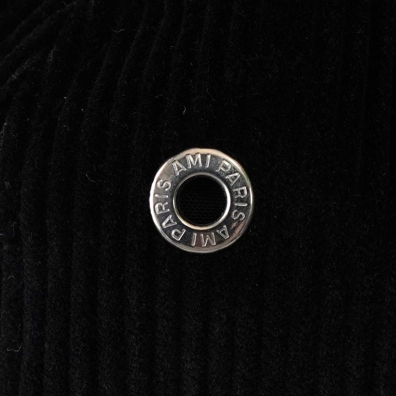 アミパリ アミ パリス ハートロゴ コーデュロイ バケットハット 帽子 ブラック - NEWSED