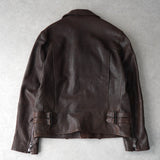 ジョン ヴァルベイトス ダブル ライダースジャケット レザージャケット ダークブラウン - NEWSED