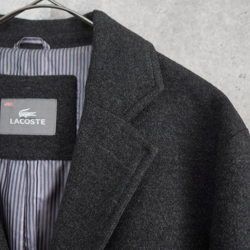 ラコステ ウールコート チェスターコート ストライプ柄裏地 グレー - NEWSED