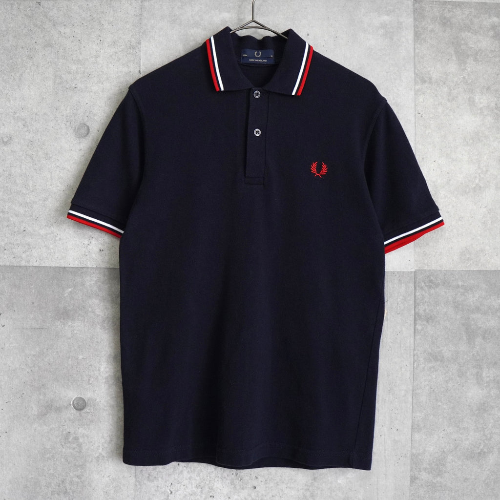 フレッドペリー ロゴ刺繍 半袖ポロシャツ ネイビー / レッド / ホワイト