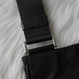 プラダ テスートナイロン / サフィアーノレザー 三角プレート ショルダーバッグ ブラック - NEWSED