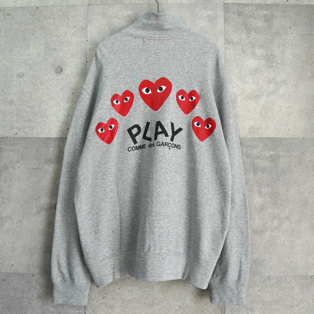 プレイ コム デ ギャルソン ハートロゴ ジップアップ スウェット グレー
