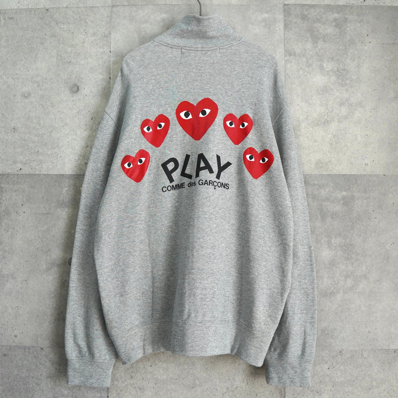 プレイ コム デ ギャルソン ハートロゴ ジップアップ スウェット グレー - NEWSED