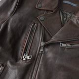 ジョン ヴァルベイトス ダブル ライダースジャケット レザージャケット ダークブラウン - NEWSED