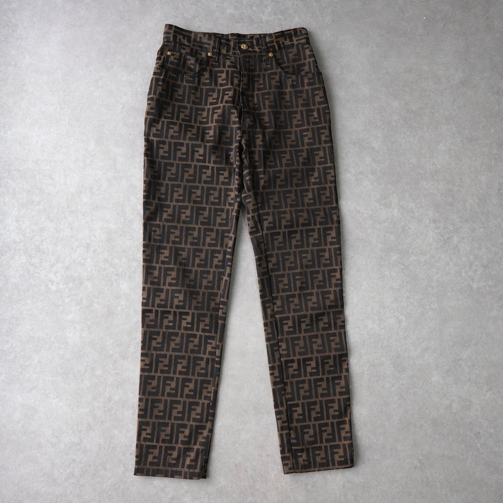フェンディ ヴィンテージ ズッカ パンツ ブラウン レディース