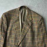 イヴ サンローラン ヴィンテージ チェック柄 エルボーパッチ シングル テーラードジャケット ベージュ - NEWSED