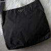 Prada Pocono Tessuto Nylon/Leather Triangle Plate Shoulder Bag in Black