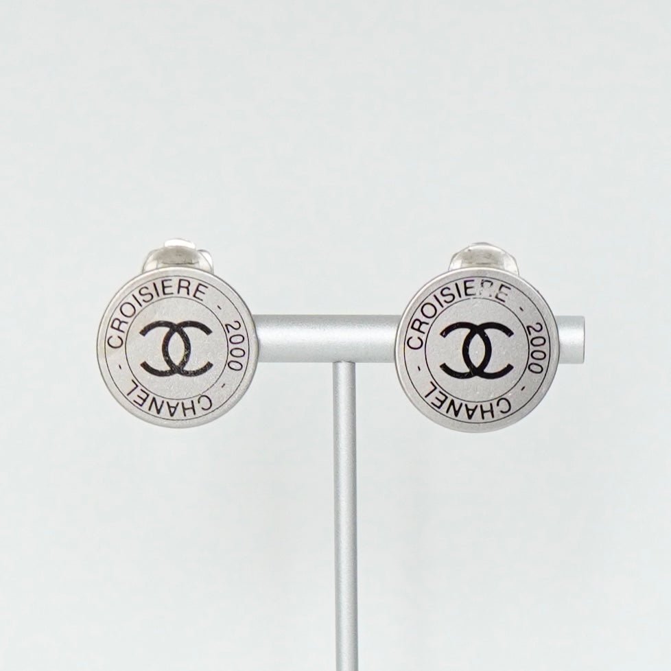 シャネル ココマーク ロゴ ラウンド イヤリング シルバー