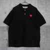 Play Comme des Garçons Heart Logo Short Sleeve Polo Shirt in Black/Red