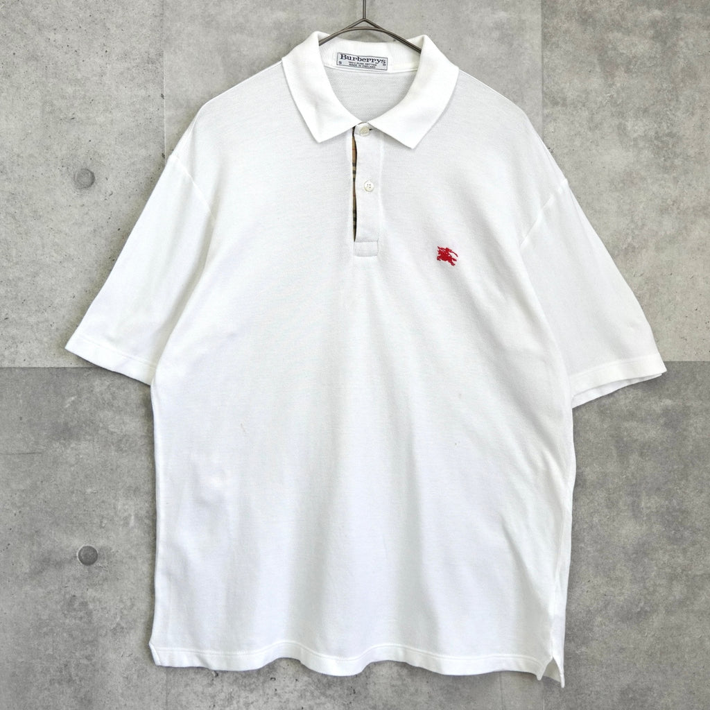 バーバリー ヴィンテージ ホースロゴ 刺繍 半袖ポロシャツ ホワイト