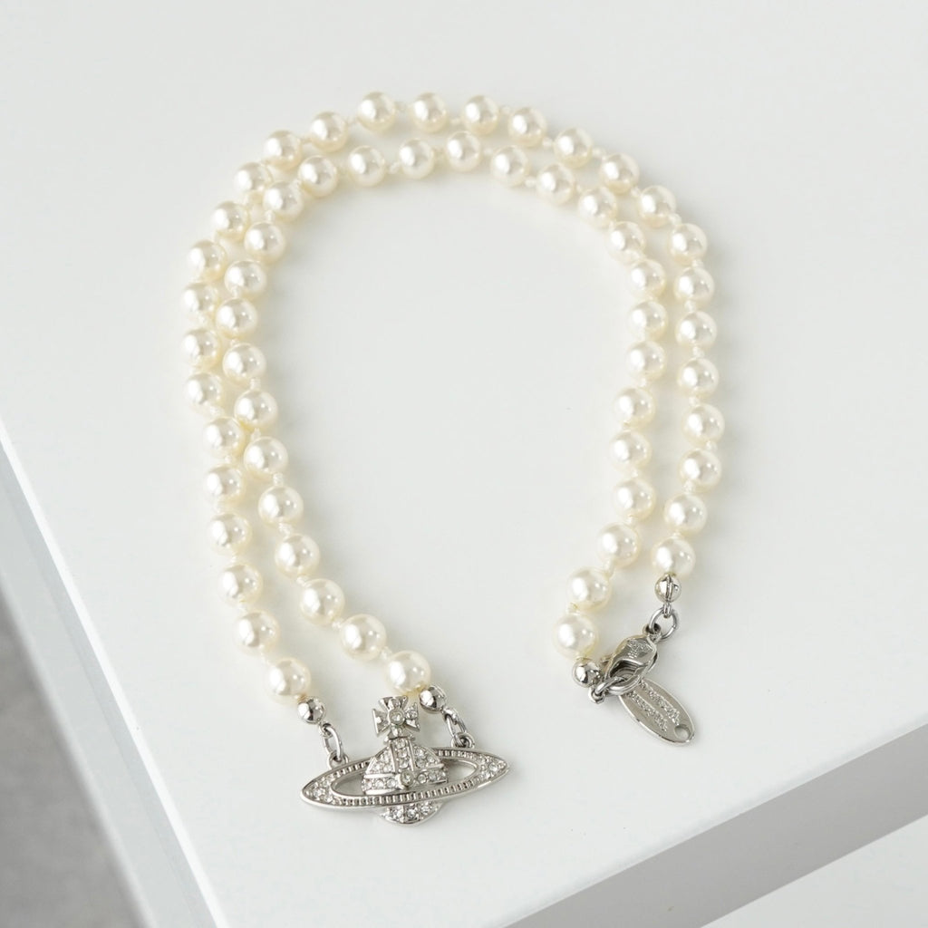 ヴィヴィアン ウエストウッド オーブ ラインストーン パール ネックレス チョーカー