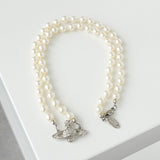 ヴィヴィアン ウエストウッド オーブ ラインストーン パール ネックレス チョーカー - NEWSED