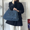 Prada Canapa 蓝色三角形标志牛仔布托特包