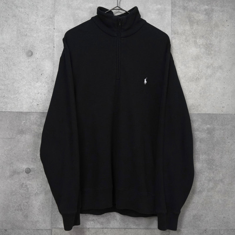 ラルフローレン ロゴ ハーフジップ スウェット ブラック - NEWSED