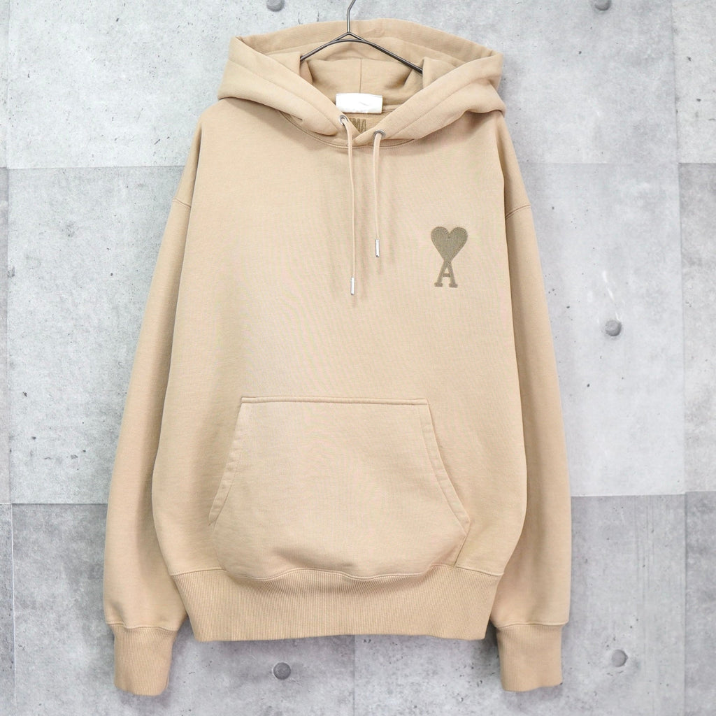 Ami Paris Ami Paris 爱心徽标刺绣连帽衫 米色