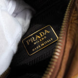 プラダ トライアングルロゴ ポコノ テスート ナイロン キルティング チェーン ミニ ショルダーバッグ ブラウン - NEWSED