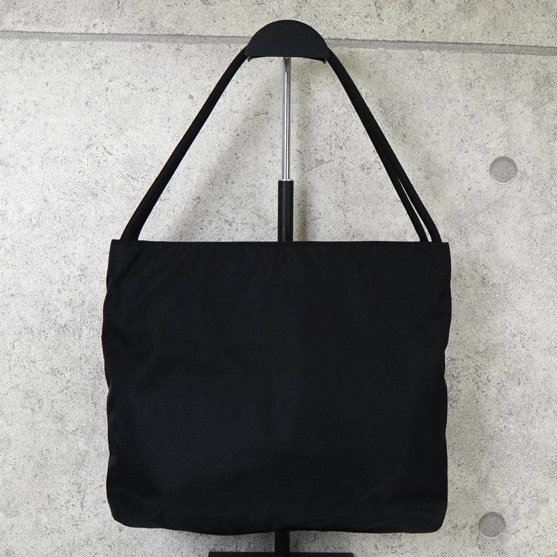 Prada Triangle Logo Tessuto Pocono Nylon Tote Bag in Black
