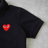 プレイ コムデギャルソン ハートロゴ 半袖ポロシャツ ブラック - NEWSED