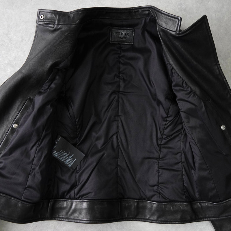 プラダ ダブル レザージャケット レディース ブラック - NEWSED