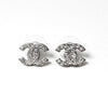 Chanel Coco Mark Rhinestone Earrings, Silver