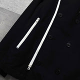 アディダス ロゴ ジッパー ウール ピーコート メンズ ブラック - NEWSED