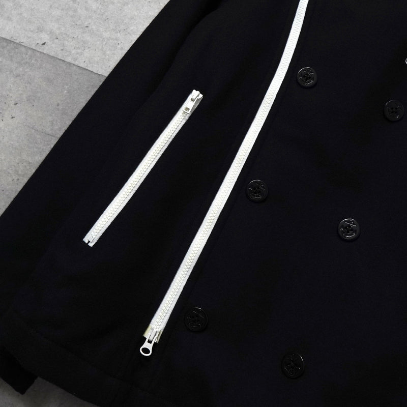 アディダス ロゴ ジッパー ウール ピーコート メンズ ブラック - NEWSED